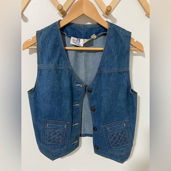 70s VINTAGE Women’s Blue Jean Vest - Picture 3 of 6